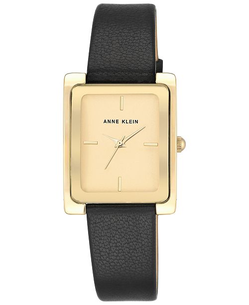 Anne Klein Women S Black Leather Strap Watch 28x35mm Ak 2706chbk Reviews Watches Jewelry Watches Macy S