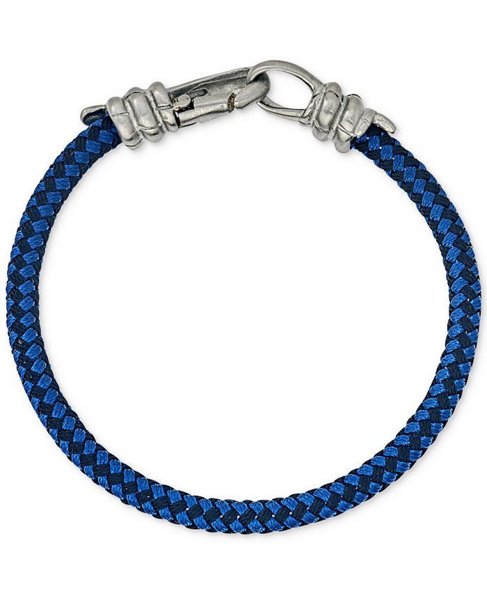Esquire Men's Jewelry Blue and Black Woven Bracelet in Stainless Steel ...