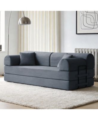 Convertible Sleeper Sofa Bed, Corduroy Folding Mattress Couch with Fixed-Shape Frame, Floor Sofa Lounge Couch for Living Room Bedroom