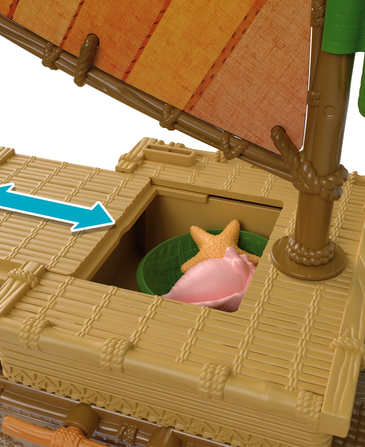 Disney Princess Moana Ocean Voyager Canoe Playset, 38 cm Floating Boat, Fashion Doll Playset, Ages 3+