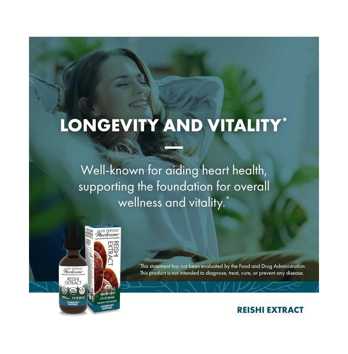 Host Defense Reishi Extract - Heart & Immune Health Support Supplement