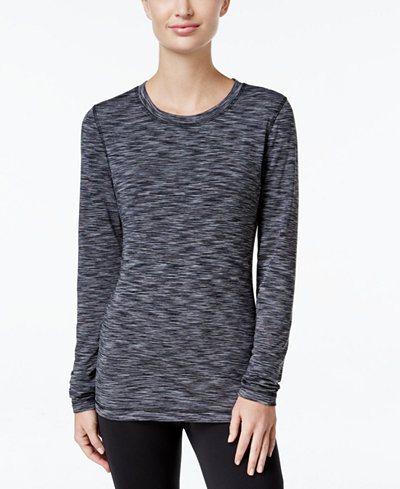 Ideology Space-Dyed Brush Lined Fleece Base-Layer Top, Only at Macy's