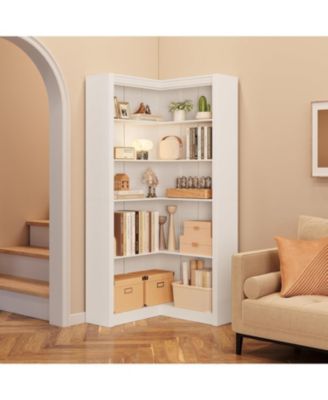 Five-tier Corner Bookshelf, Large L-shaped Tall Bookshelf with Anti-tipping Device, Suitable for Storage in Living Rooms and Home Offices