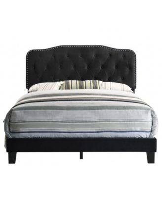 48" Velvet Full Panel Bed with Upholstery