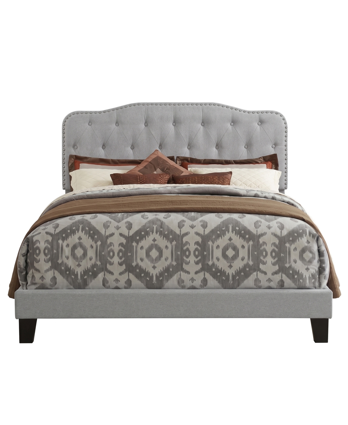 Best Quality Furniture 48" Fabric Twin Panel Bed with Linen Upholstery