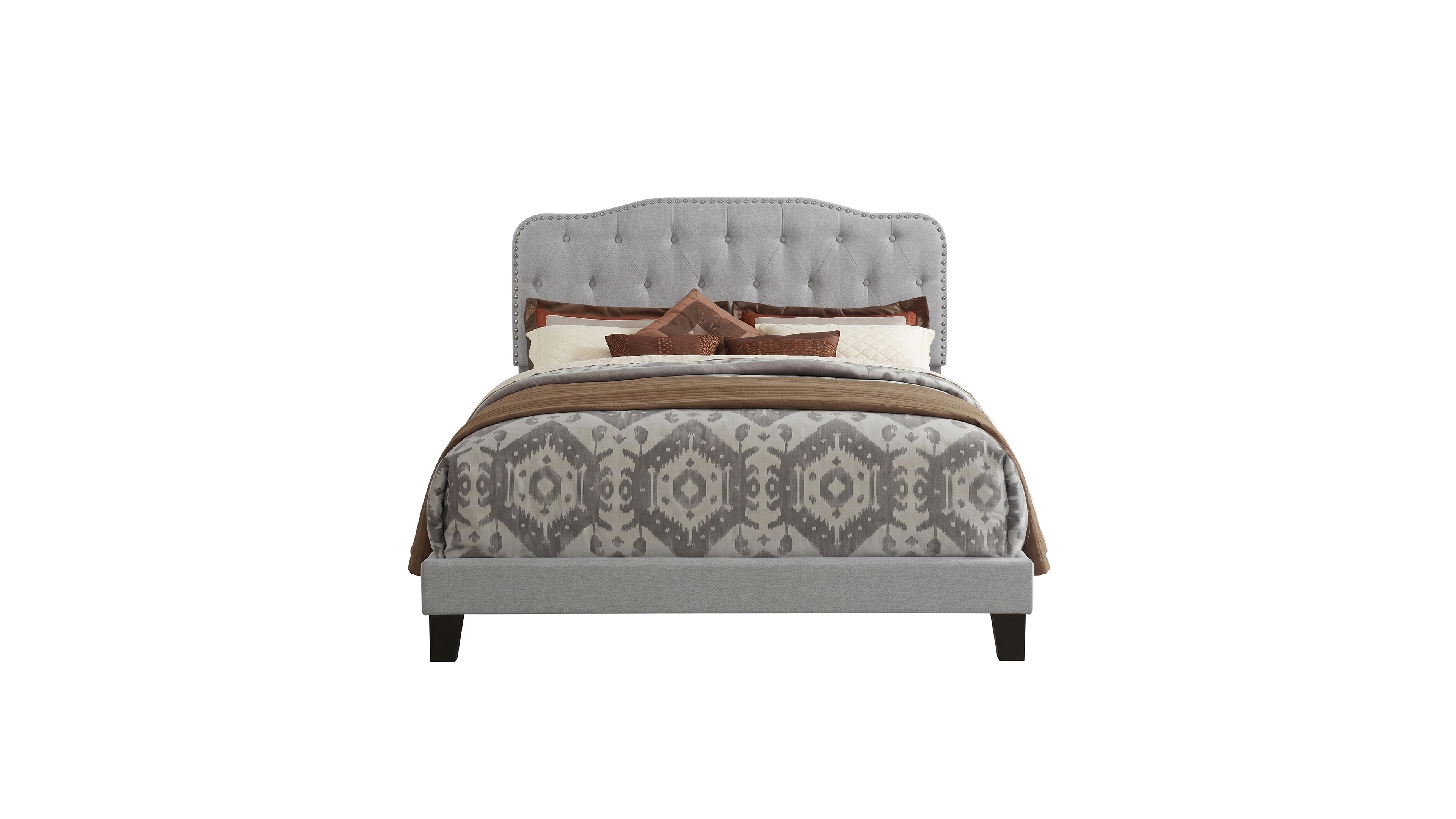 Best Quality Furniture 48" Fabric Twin Panel Bed with Linen Upholstery