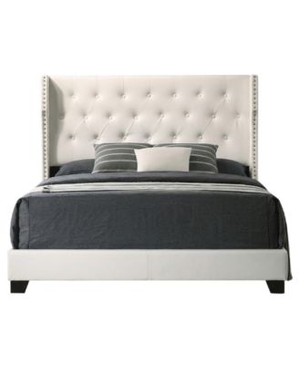50" Faux Leather Full Panel Bed with Wing Headboard