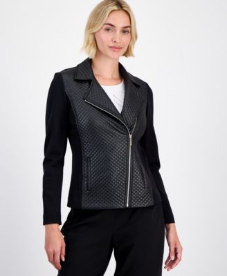 petite Faux-Leather Moto Jacket