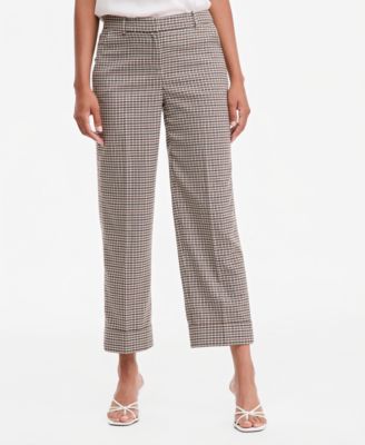 Petite Grace Plaid Ankle Mid-Rise Pants