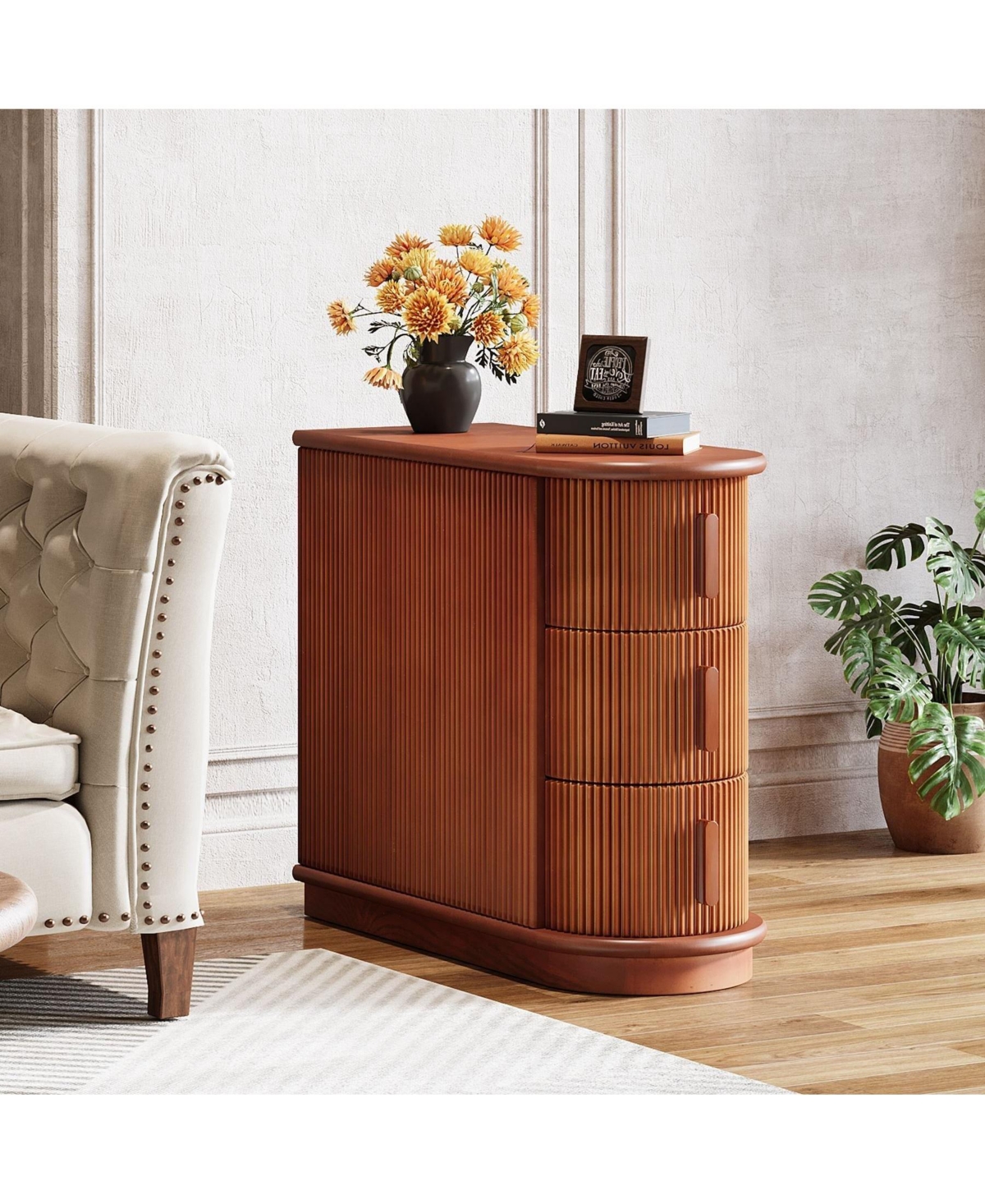 Slickblue Wooden 3 Drawer Nightstand for Bedside and Small Spaces