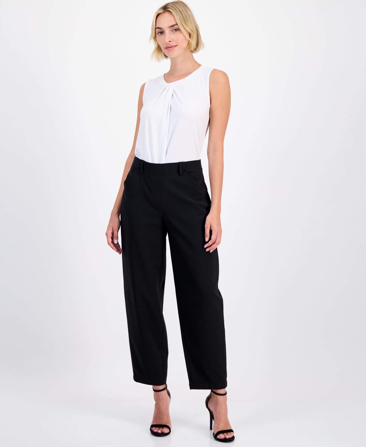 Женские брюки Anne Klein Barrel-Leg Ankle, цвет: Чёрный — фото 2