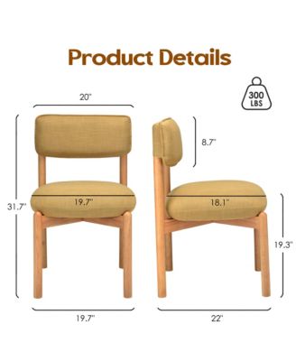 Modern Wooden Blended Linen Kaki Dining Chair Set of 2