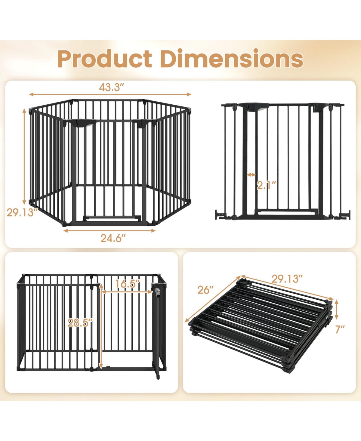 Cozito Extra Wide 6-Panel Adjustable Gate Fits 34.5-154 in Openings