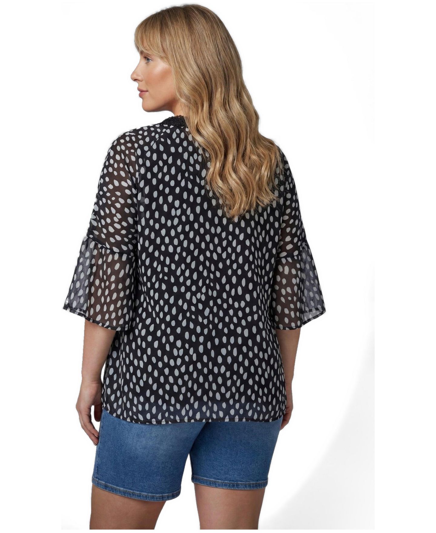 Женский топ Avenue Crochet Trim Caftan, цвет: Чёрный — фото 2