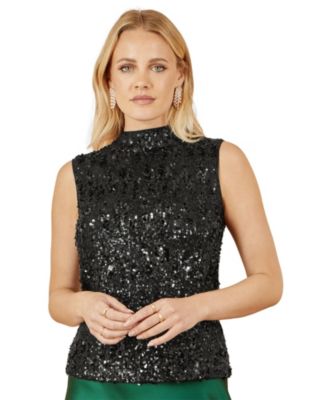 Women's Sequin High Neck Top