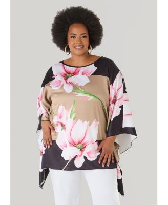 Women's Plus Size Floral Print Satin Tunic