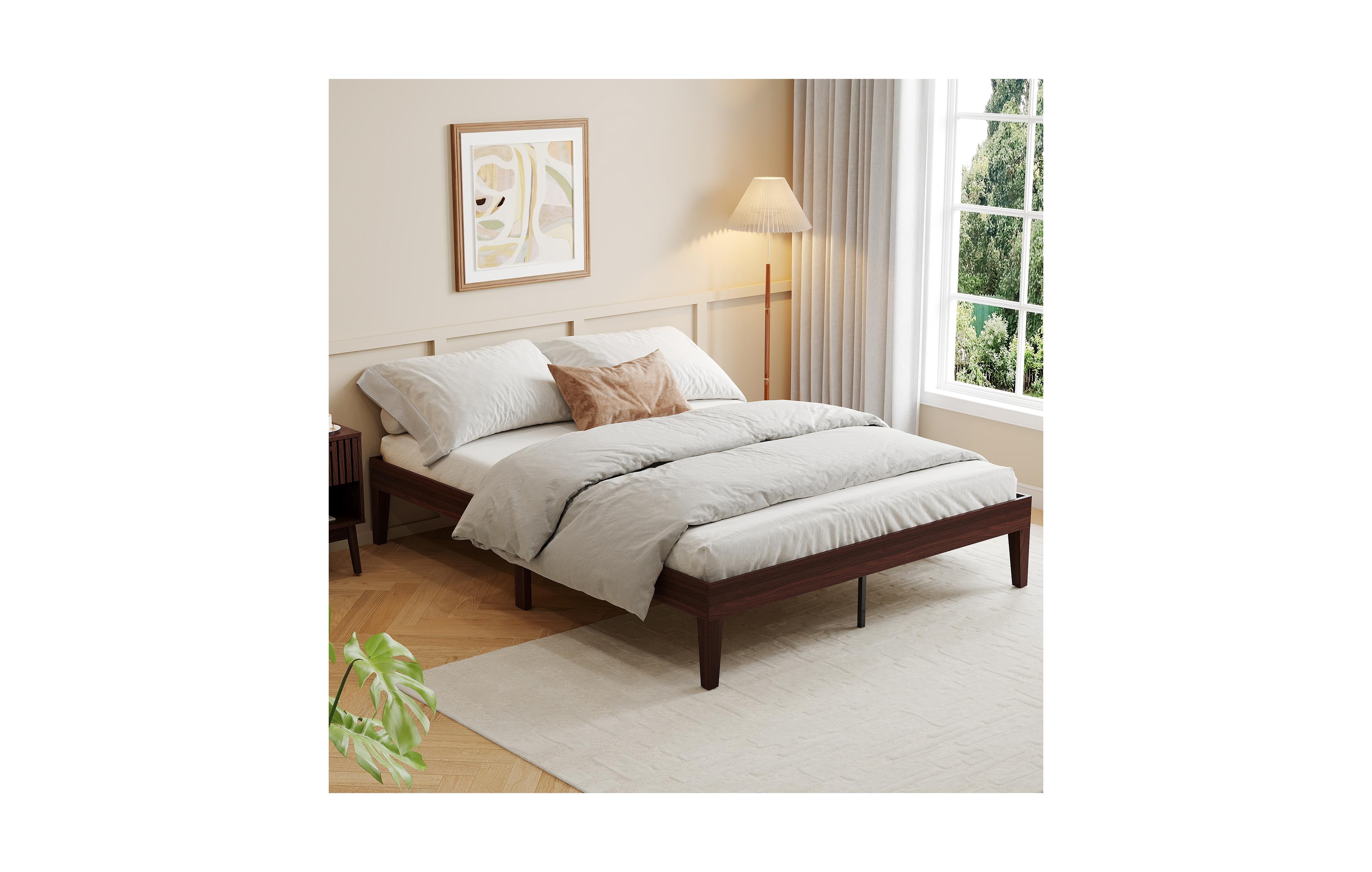 homfan Bed Frame,14 Inch Wood Platform with Metal and Slat Support,Noise-Free,No Box Spring Needed,Easy Assembly