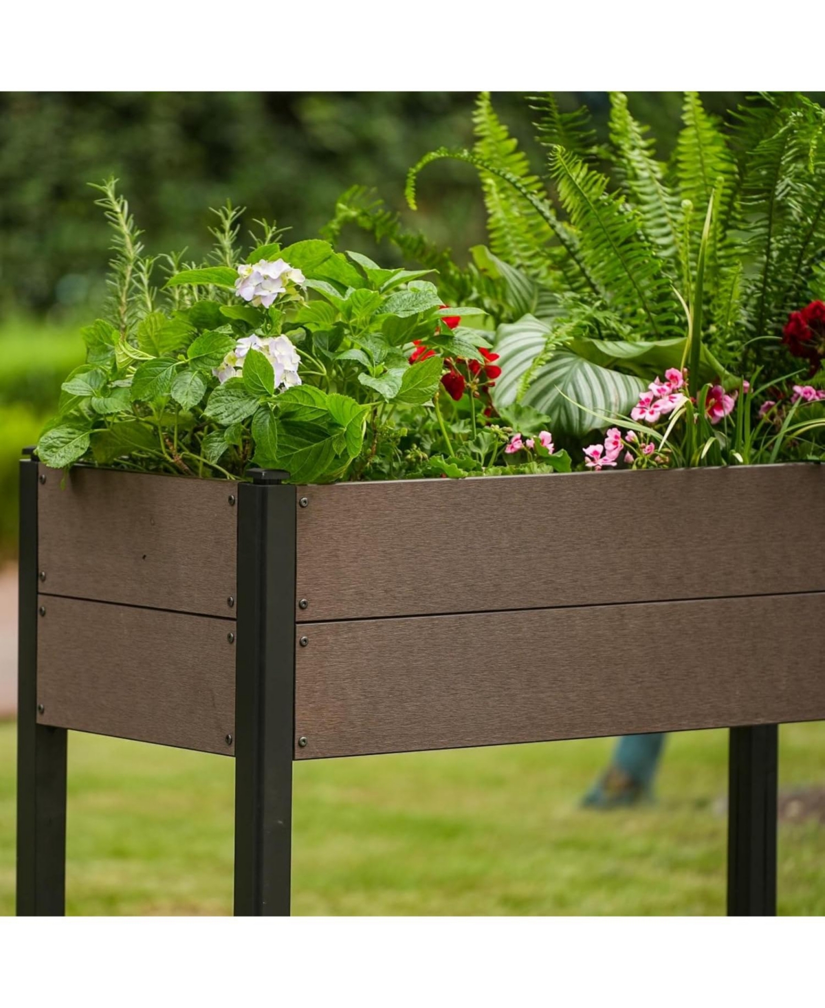 Xo 42" x 33" Hdpe Raised Garden Bed with Legs and Shelf, Elevated Planter Box for Vegetables, Herbs, Patio and Outdoor Use