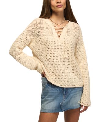 Women's Lace-Up Long-Sleeve Sweater