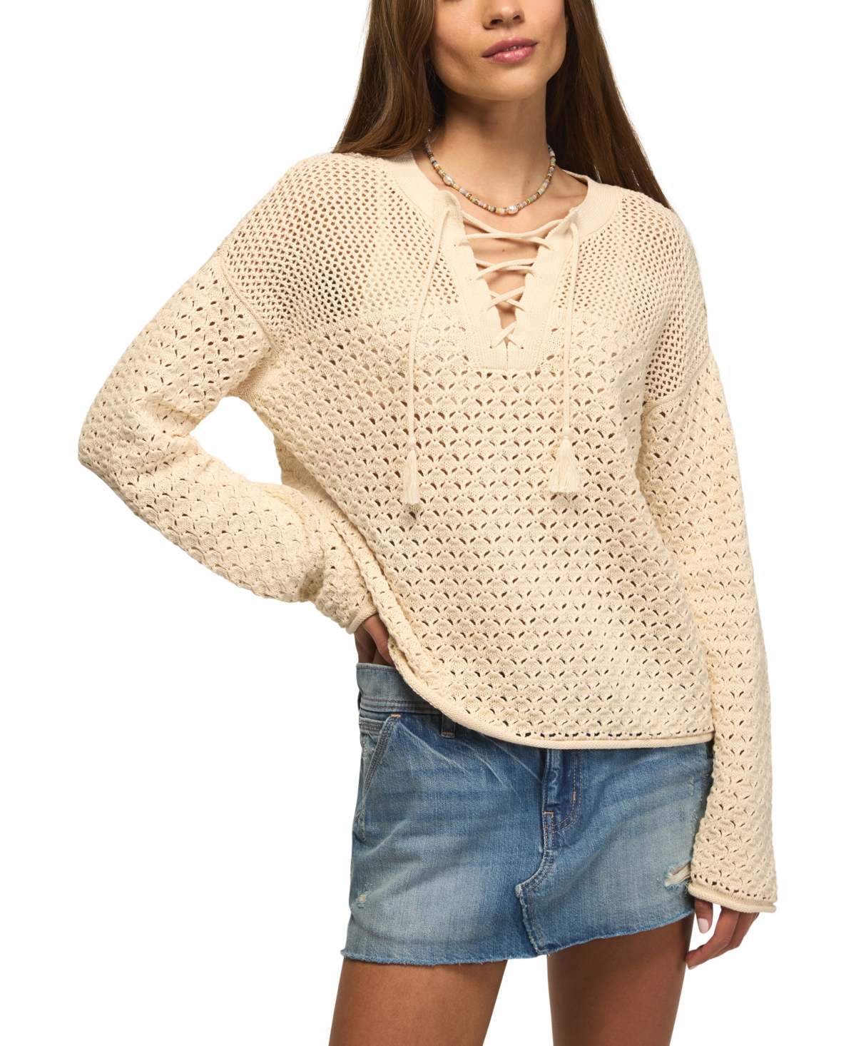 Lucky Brand Women's Lace-Up Long-Sleeve Sweater