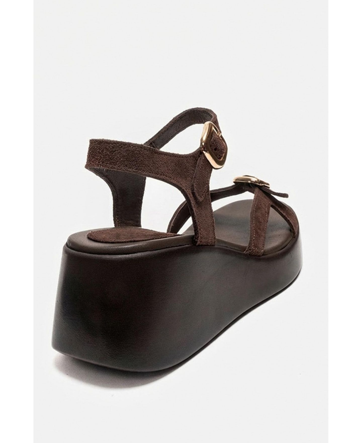 Женские сандалии Forever & Always Shoes Kalia Leather Wedge Sandal, цвет: Коричневый замшевый — фото 5