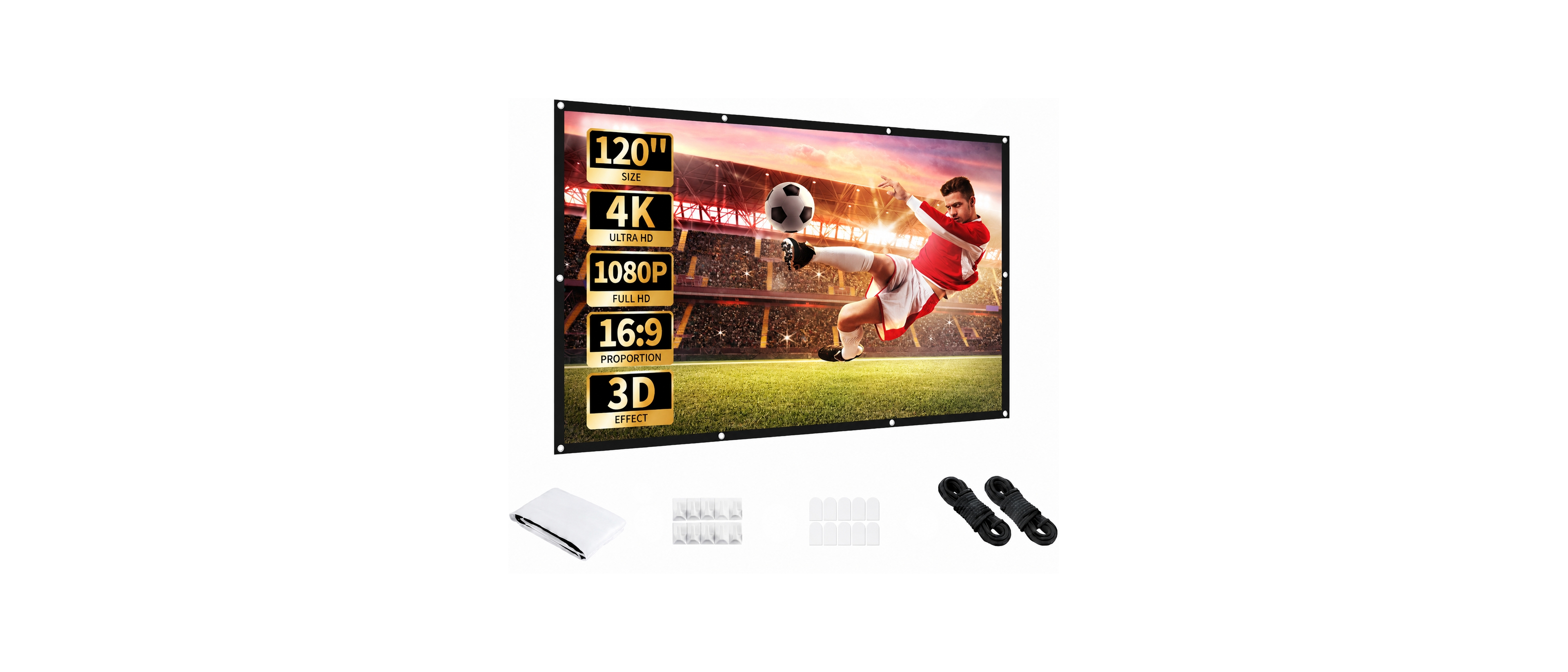 Aurzen Portable Foldable 120-Inch Projector Screen, 16:9