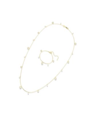 Gold-Tone Plated Una Angelic Strandage Necklace and Earring Set