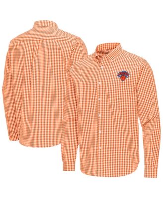 Men's Orange New York Knicks Ellis Woven Tri-Blend Button-Down Shirt