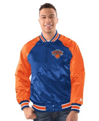 Men's Blue/Orange New York Knicks Inductee Raglan Full-Snap Varsity Jacket