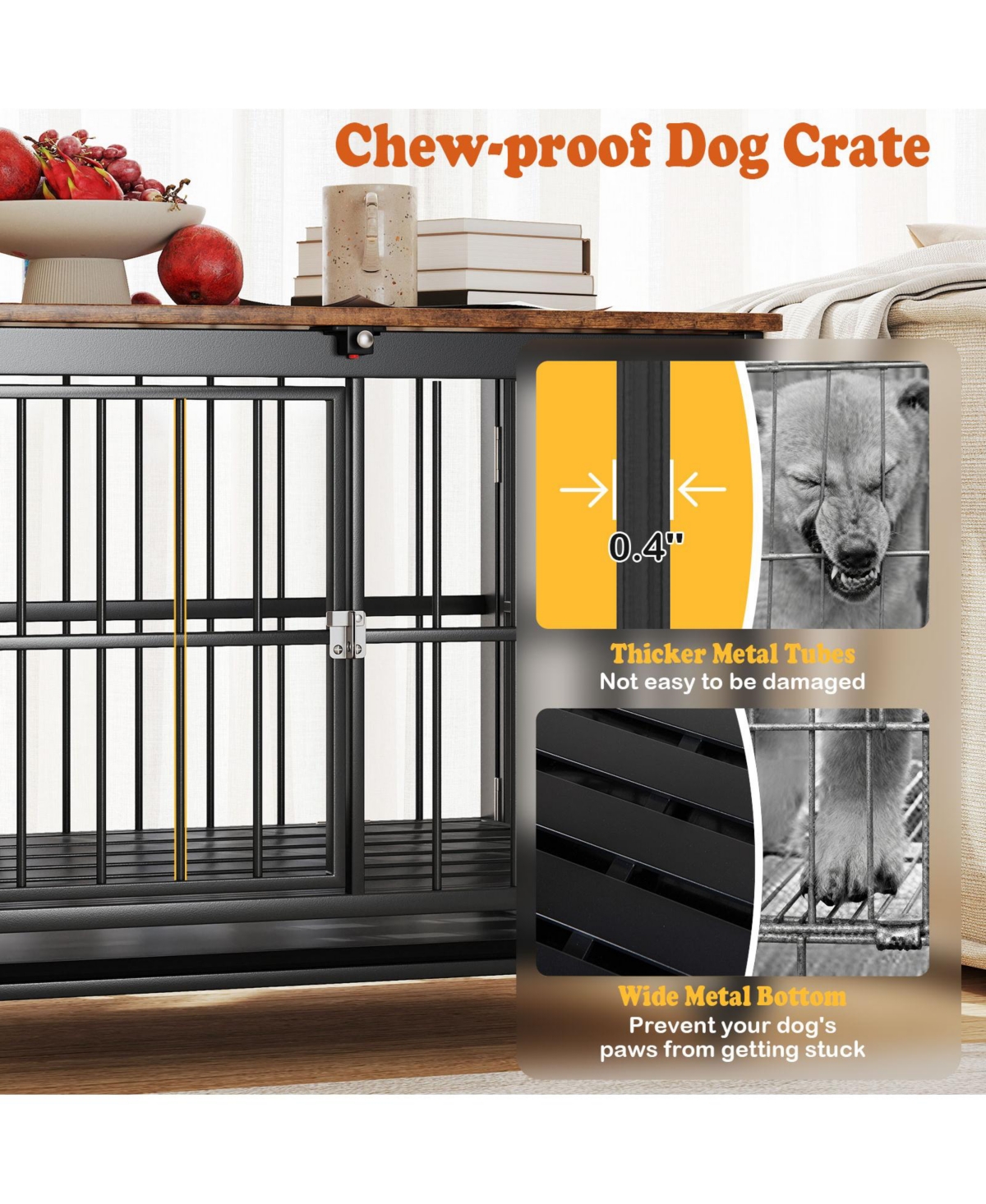 Cozito Foldable Dog Crate Furniture with Removable Tray and Lockable Door
