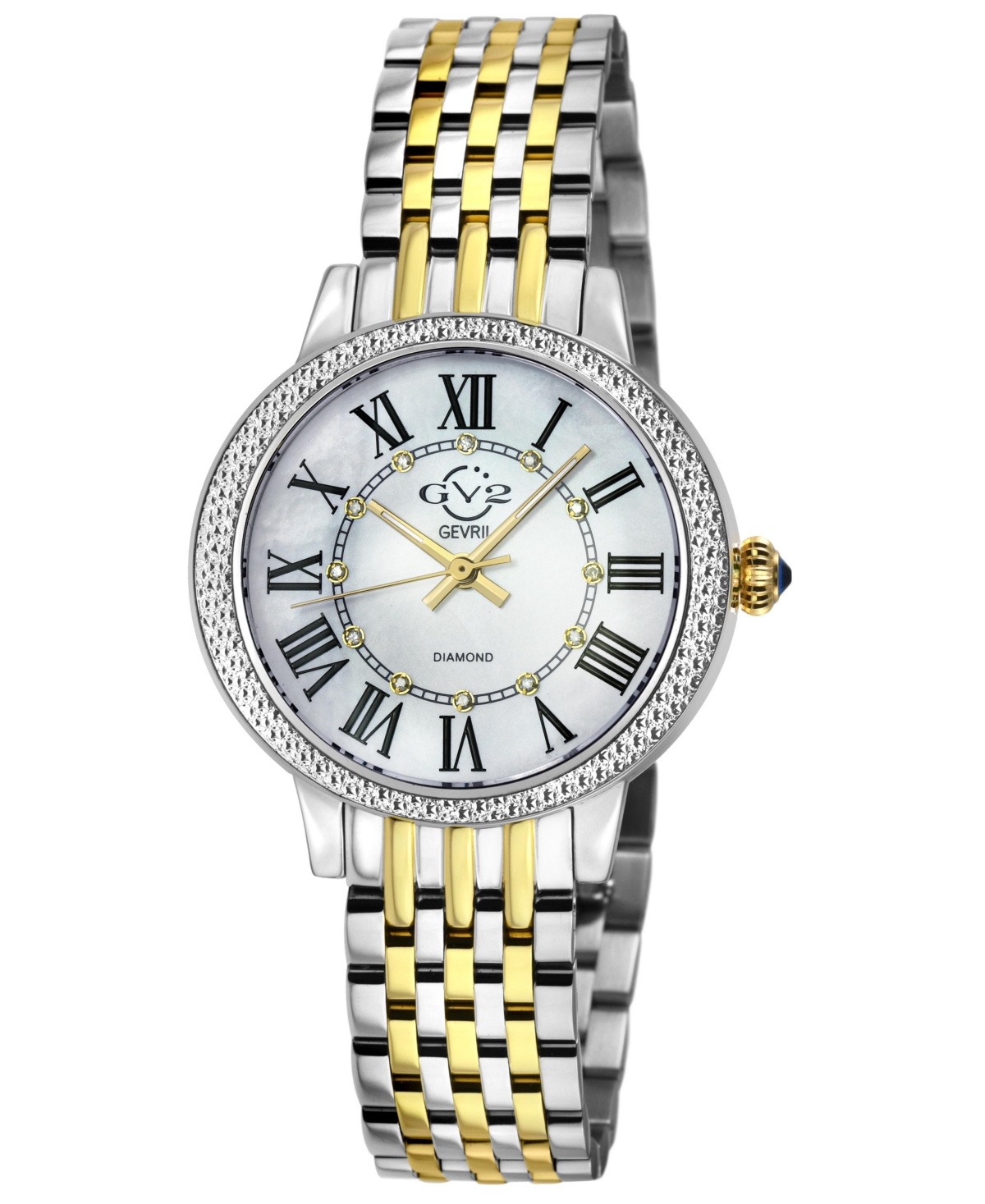 GV2 by Gevril Women's Berletta Swiss Quartz Diamond Leather Strap Watch