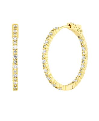 Radiant Bezel-Set and Prong Inside-Outside CZ Hoop Earrings