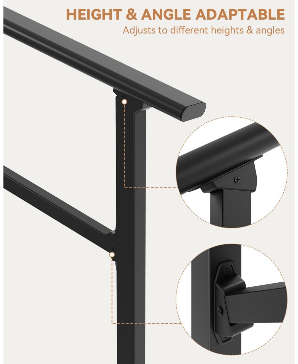 gaomon 2-Pack Adjustable Metal Hand Rails for Outdoor Steps 3-Step Stair Railing Kit Weatherproof and Comfortable Grip for Concrete