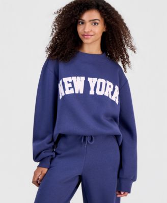 Juniors' Embroidered Mockneck Sweatshirt