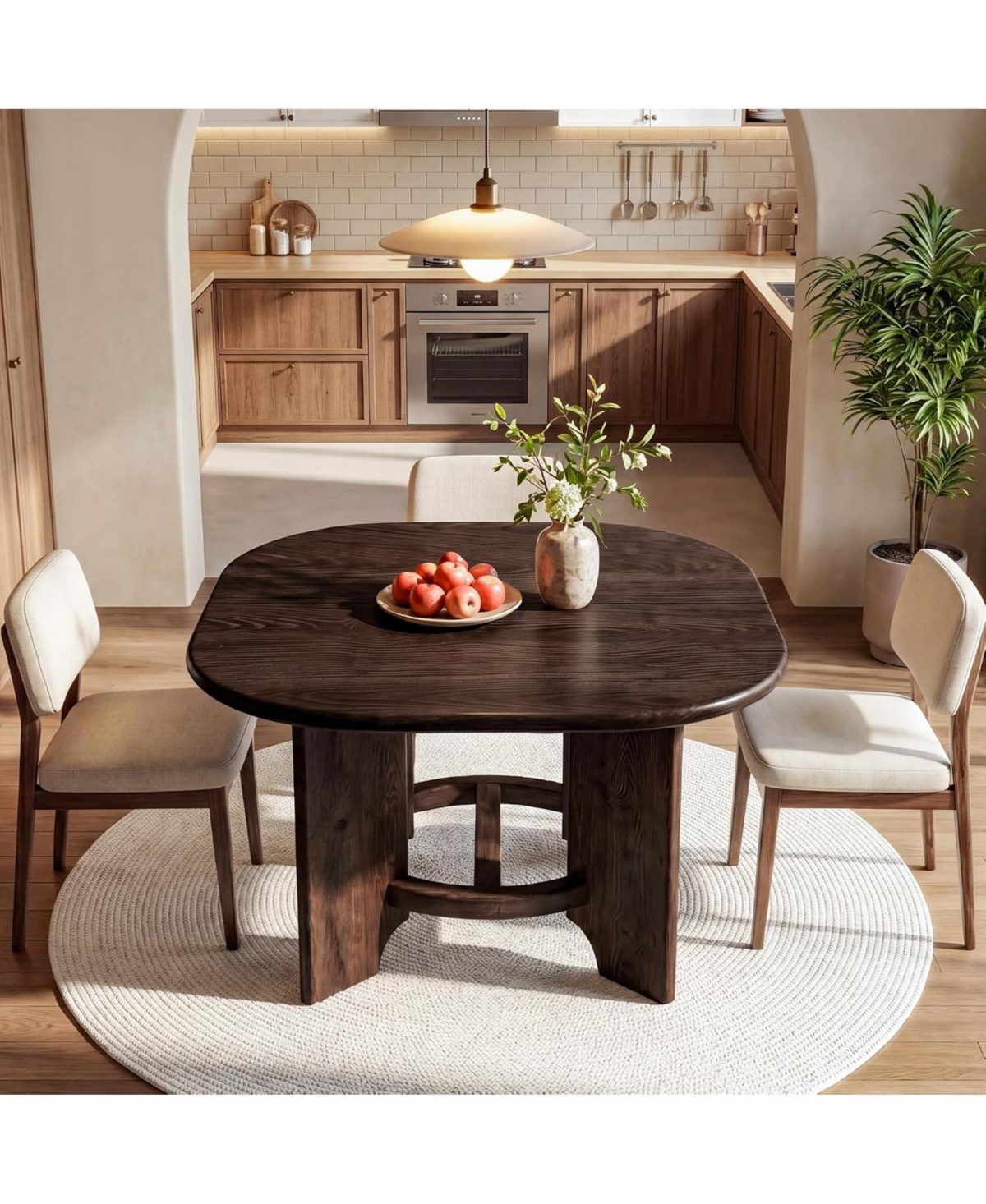 Tribesigns Solid Wood Square Dining Table for 4, 47.24-Inch Farmhouse Kitchen Dinner Table, Sturdy Rustic Dining Room Furniture
