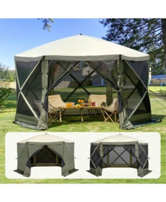 Pop Up Screen Gazebo Tent, 12 x 12 feet 6-Sided Canopy with Mesh Windows