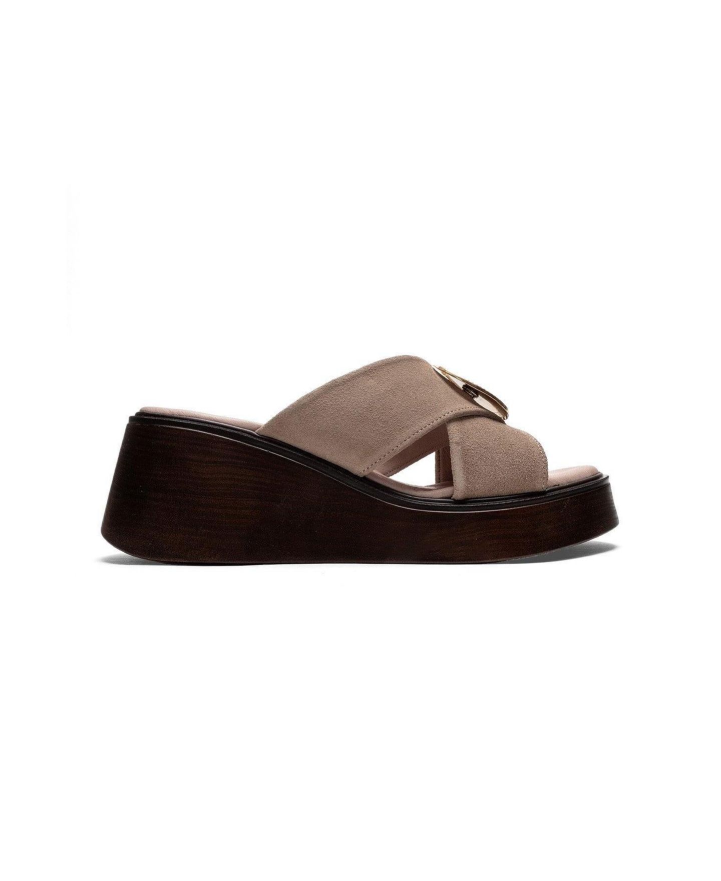 Женские сандалии Forever & Always Shoes Fianna Leather Cross Strap Platform Sandal, цвет: Бежевый замшевый — фото 2