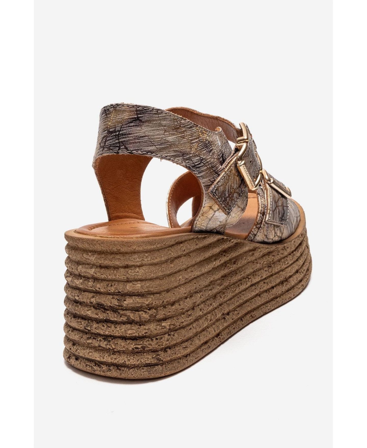 Женские сандалии Forever & Always Shoes Mirette Leather Platform Sandal, цвет: Золотой — фото 6