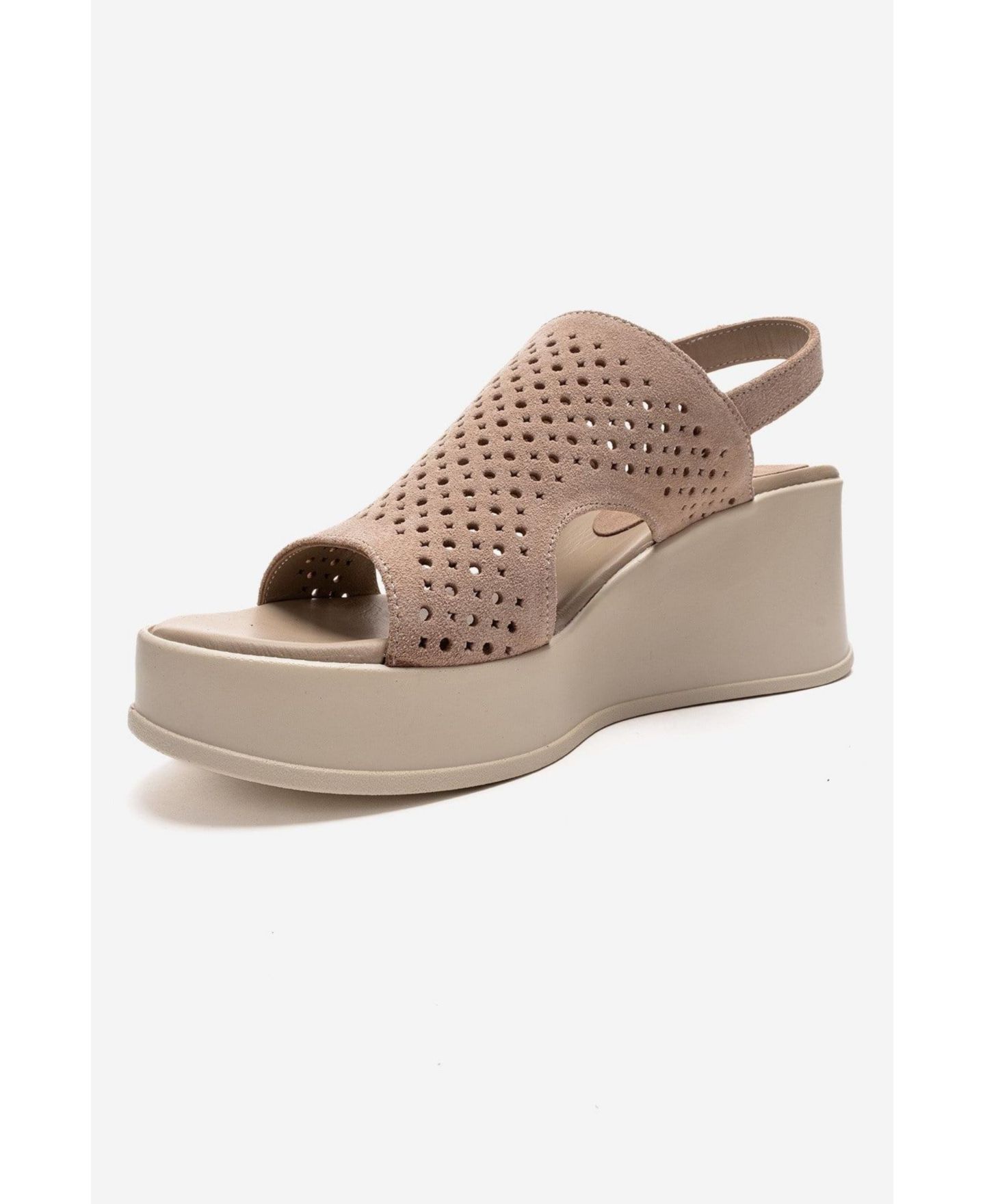 Женские сандалии Forever & Always Shoes Jadira Leather Wedge Sandal, цвет: Бежевый замшевый — фото 7