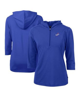 Women's Blue Los Angeles Dodgers DryTec Virtue Eco Pique 3/4-Sleeve Half-Zip Pullover Hoodie