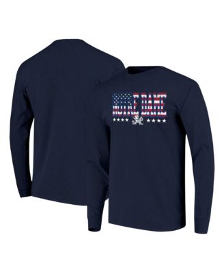 Men's Navy Notre Dame Fighting Irish Tall Type Flag Long Sleeve T-Shirt