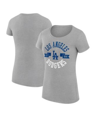 Women's Heather Gray Los Angeles Dodgers Super-Slim Fit Lightweight City Graphic T-Shirt
