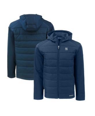 Men's Navy New York Yankees Evoke Hybrid Eco Softshell Full-Zip Hoodie