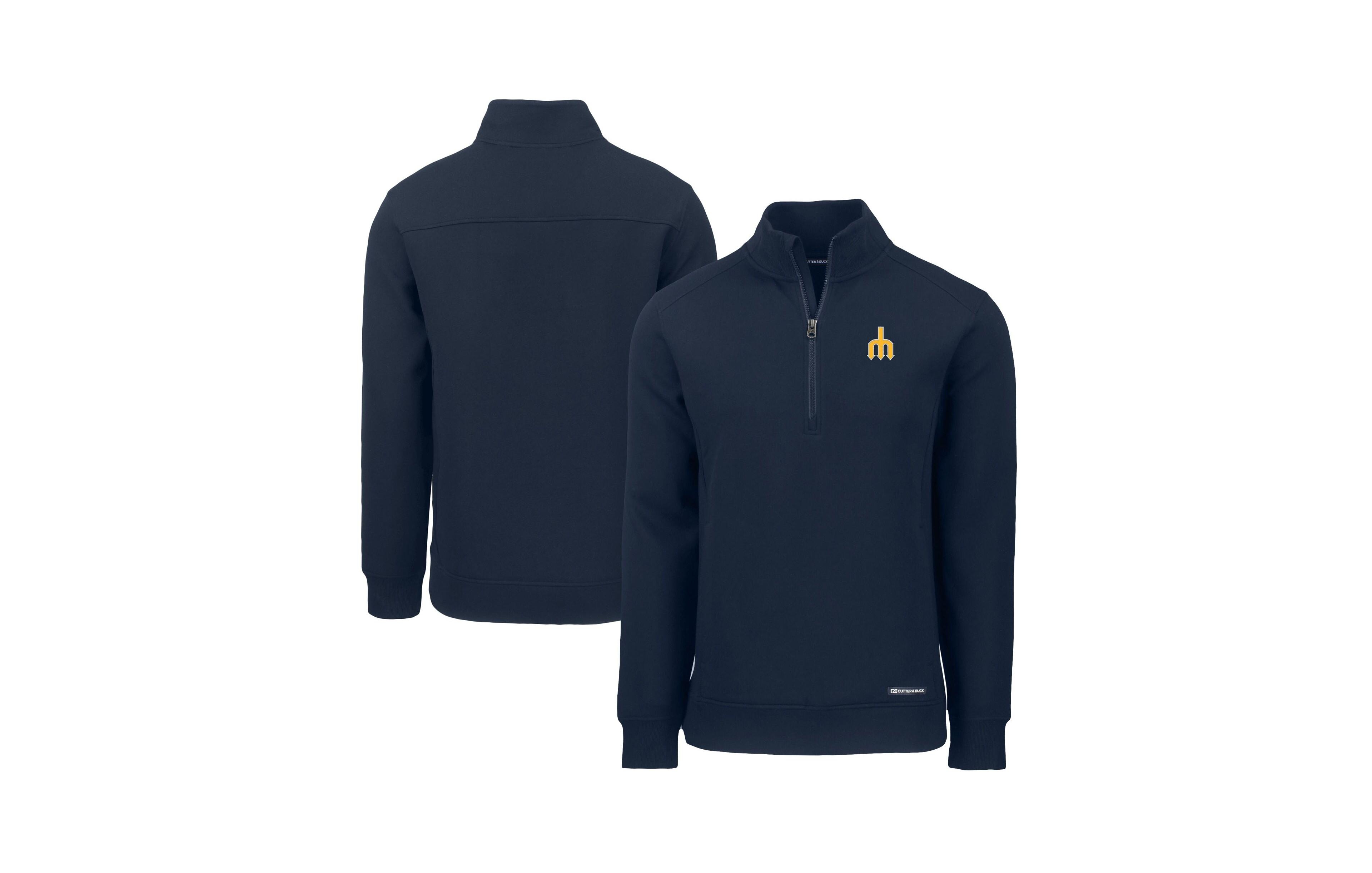 Cutter & Buck Men's Navy Seattle Mariners Cooperstown Collection Roam Eco Quarter-Zip Pullover Sweatshirt