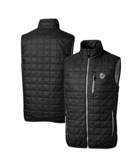 Мужской жилет Cutter & Buck Black New York Yankees Big & Tall Rainier Eco Insulated PrimaLoft Full-Zip Puffer Vest