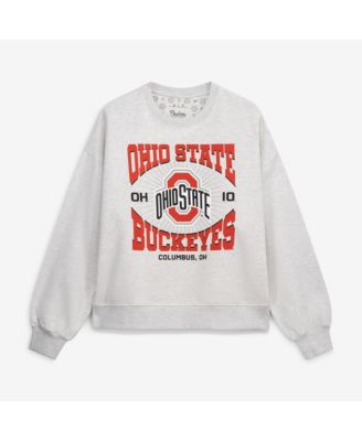 Women's Oatmeal Ohio State Buckeyes Waist Length Oversized Janise M&eacute;lange Sweatshirt