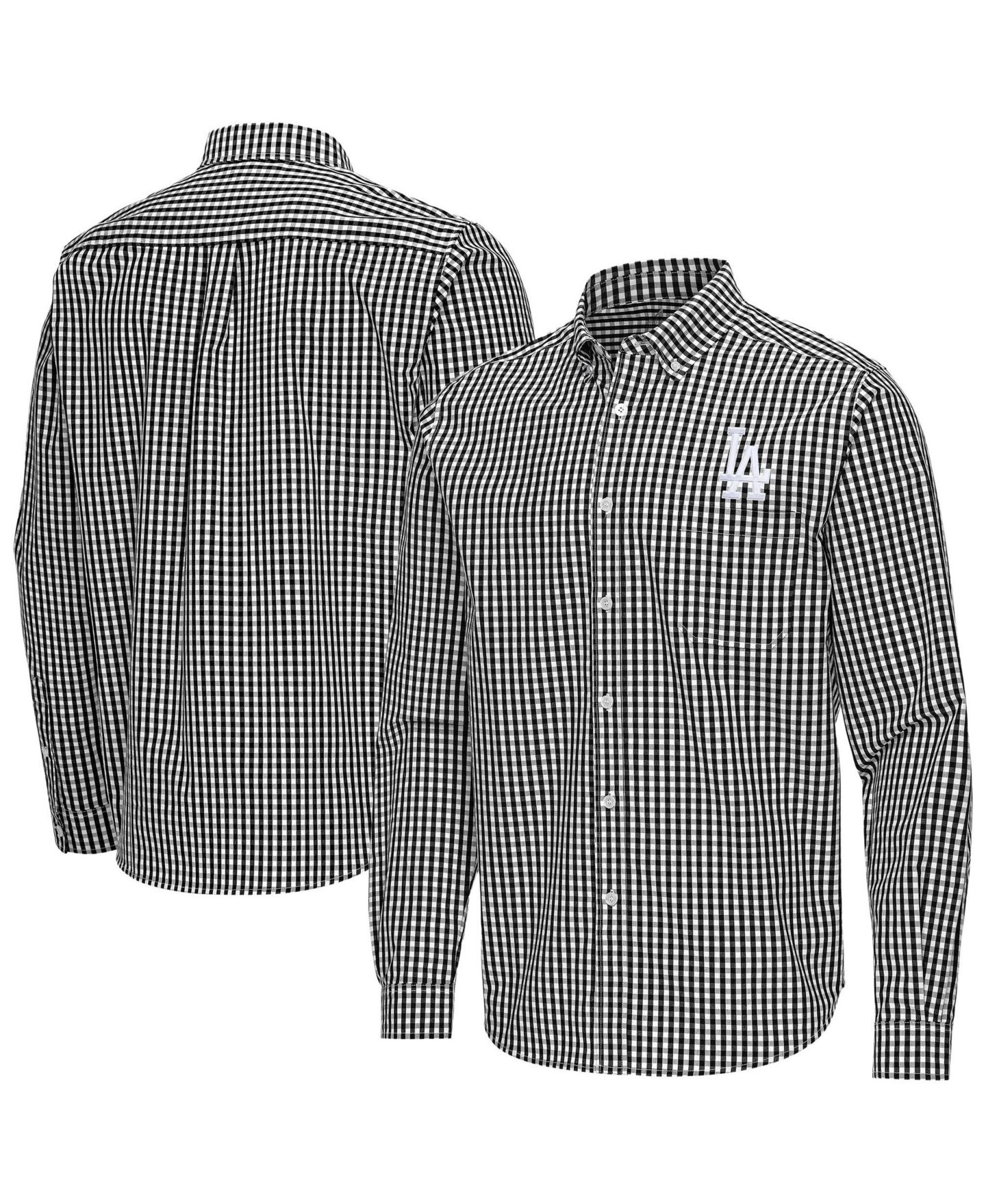 Мужская рубашка Antigua Black Los Angeles Dodgers Ellis Woven Tri-Blend Button-Down — фото 1