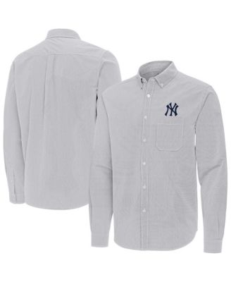 Men's Gray New York Yankees Porter Woven Long Sleeve Button-Down Shirt