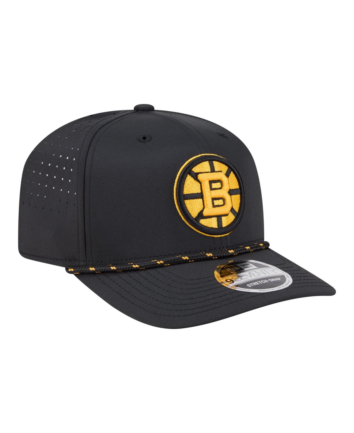 New Era Men's Black Boston Bruins Sport Vented 9SEVENTY Rope Adjustable Hat