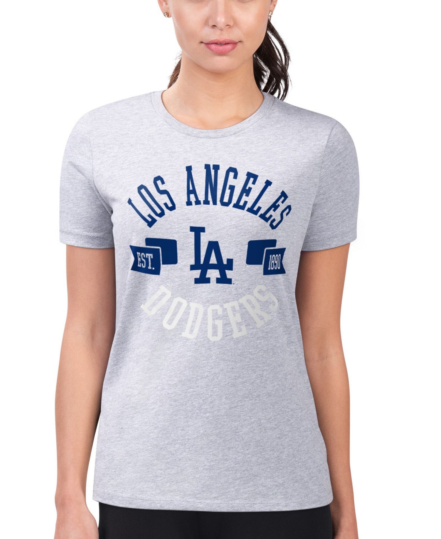 Женская футболка G-III 4Her by Carl Banks Heather Gray Los Angeles Dodgers Super-Slim Fit Lightweight City Graphic — фото 4
